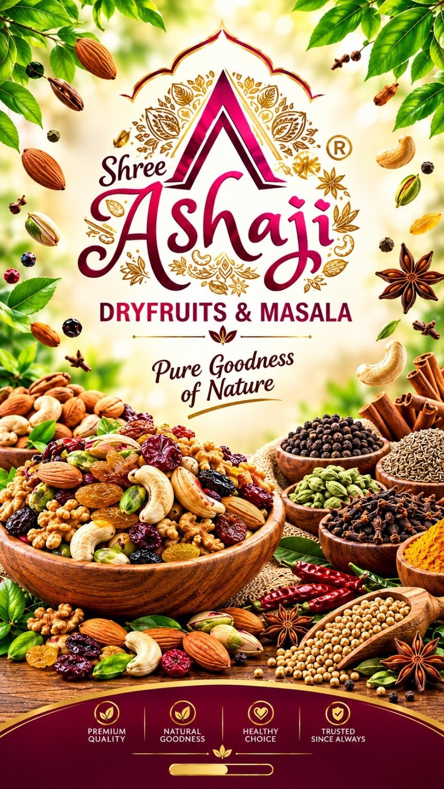 Shree Ashaji DryFruits & Masala — dry fruits and whole spices banner