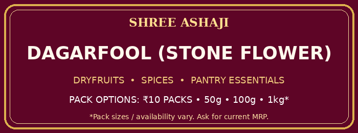 Shree Ashaji Dagarfool (Stone Flower) label